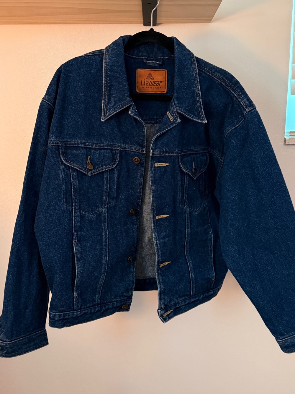 Vintage Lizwear 100% Cotton Blue Rigid Denim Jacket
